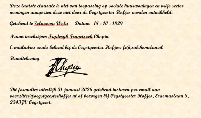 Inschrijfformulier F.Chopin